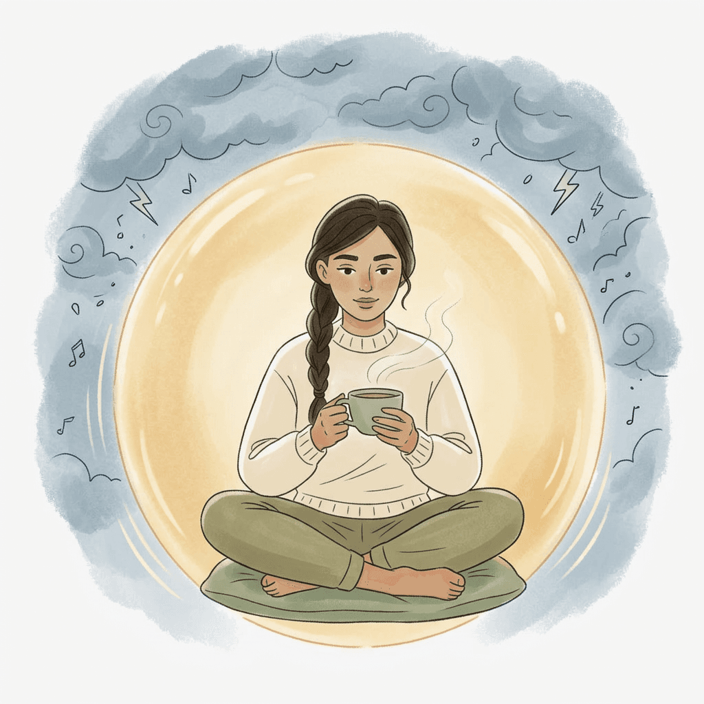 A person receiving calmer text messages with Quell