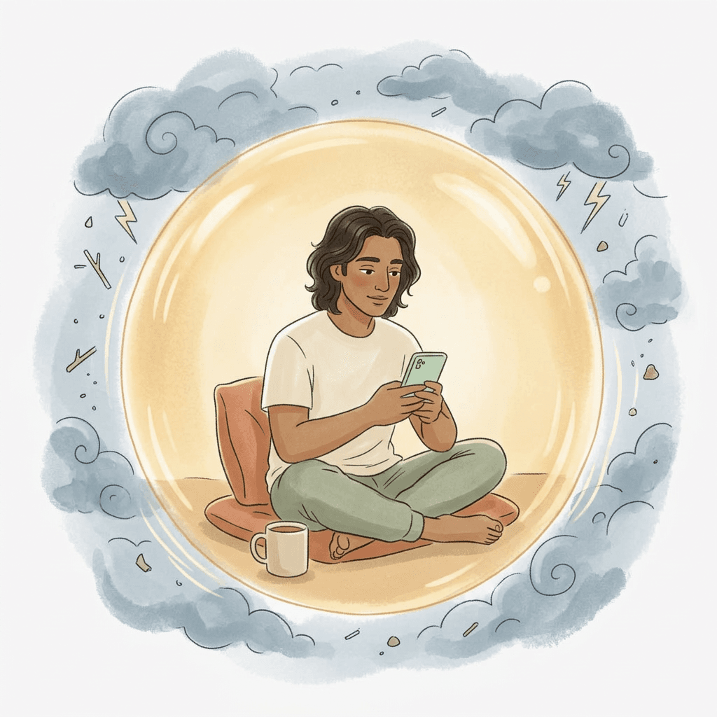 A person looking at their phone, dealing with a difficult co-parenting text